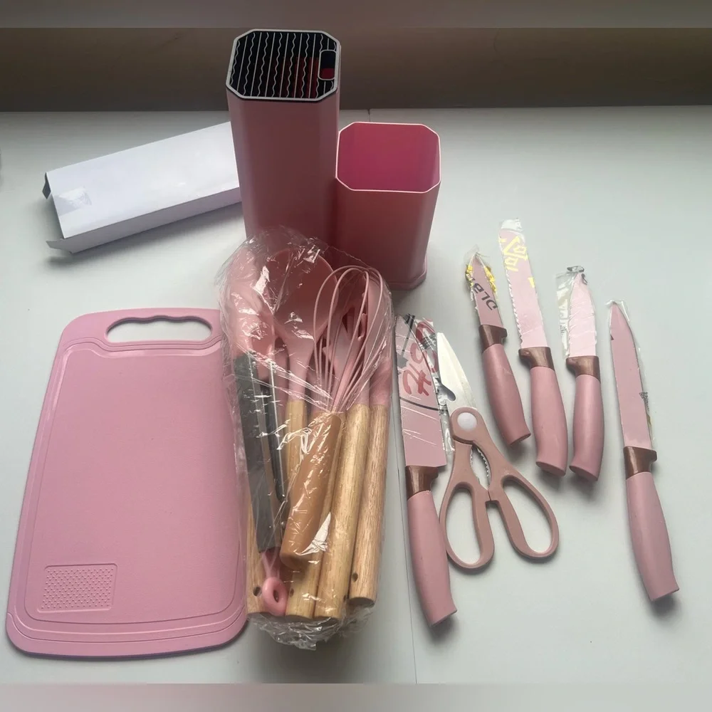 OPEN BOX..19-Piece Cooking Tools and Knives Set, Kitchen Utensils Set.